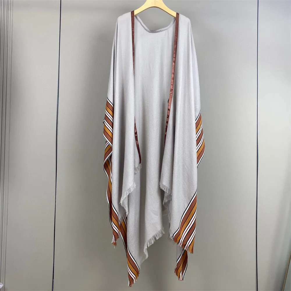 Новинка Осенняя кашемировая Вязаная Шаль контрастных цветов в полоску L * P