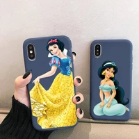 disney princess ariel snow white phone case for iphone 13 12 mini 11 pro xs max x xr 8 plus candy color blue soft silicone cover