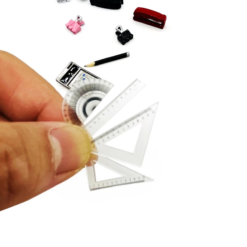 4 шт. 1:12 миниатюрная линейка для кукольного домика транспортир треугольная