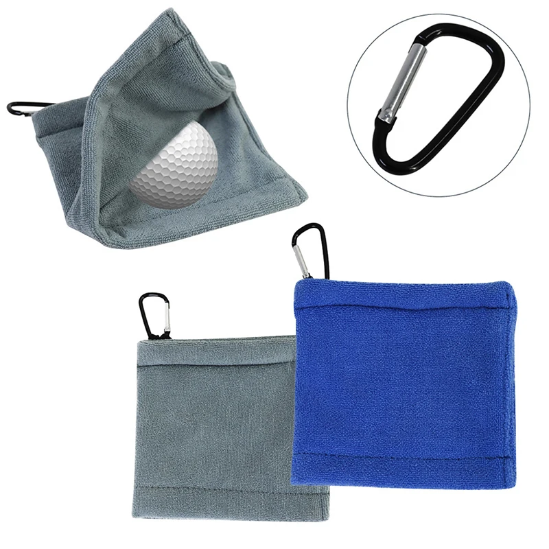 

Квадратное полотенце из микрофибры для очистки мяча для гольфа с карабином, крючок для поглощения воды, полотенце для чистки клюшки для гольфа, салфетка для протирания головы