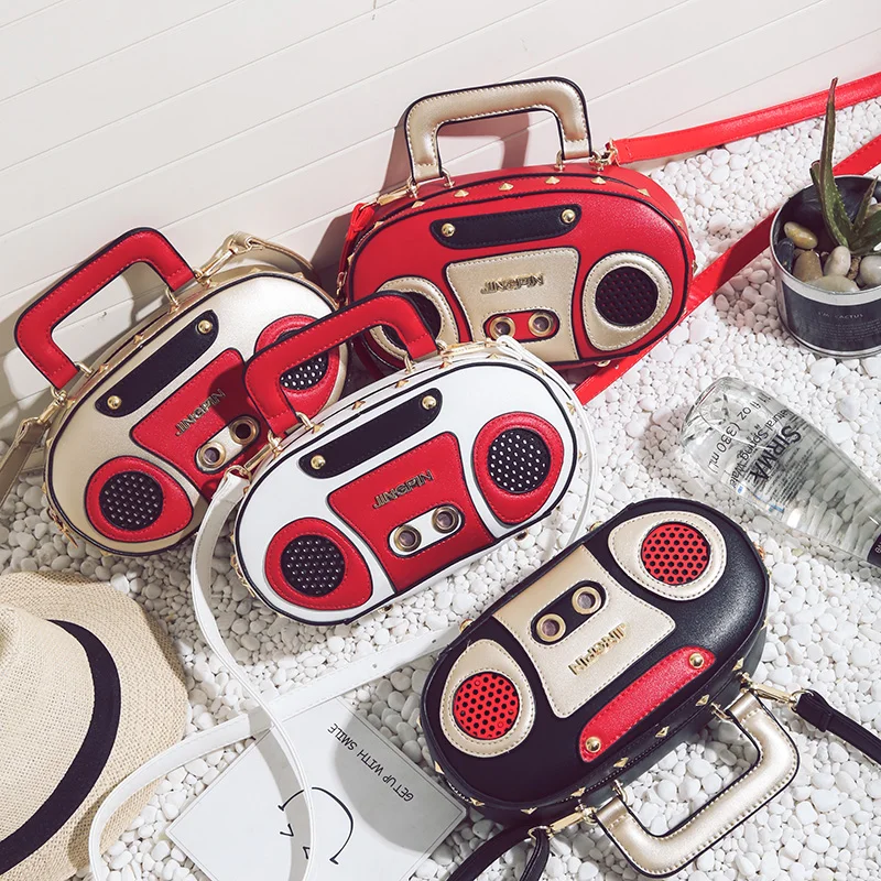 Funny Tote Bags Women Top Handle Leather Bags Audio Designer Purses and Handbags Lady Luxury Famous Brands Shoulder Strap Bag