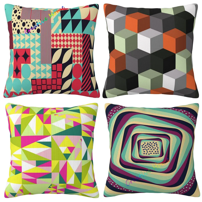 

Наволочки в современном геометрическом стиле для диванных подушек, бежевые полосы, хлопковая льняная искусственная наволочка, 18 × 18 дюймов