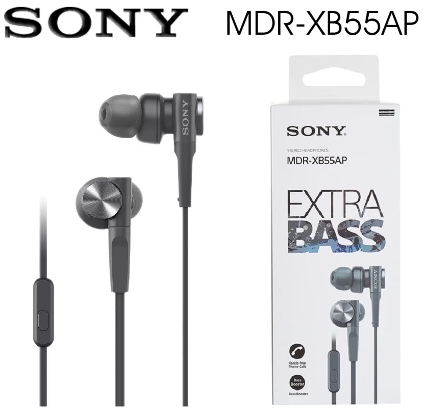 

Original SONY MDR-XB55AP In-Ear Extra Bass Earphones 3.5mm Wired Stereo Earbuds Sport Handsfree Headset with Mic Headphones