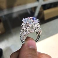 huitan creative women ring for wedding ceremony party aesthetic hollow out band crystal cubic zirconia luxury jewelry fancy gift