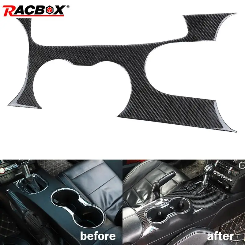 

Real Carbon Fiber Interior Gear Shift Panel Cover Trim For Ford Mustang 2015 2016 2017 2018 2019 Car Interior Decoration Supplie