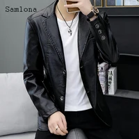2022 winter pu leather jackets mens fashion tops outerwear mens lepal collar overcoats sexy faux leather jackets plus velvet
