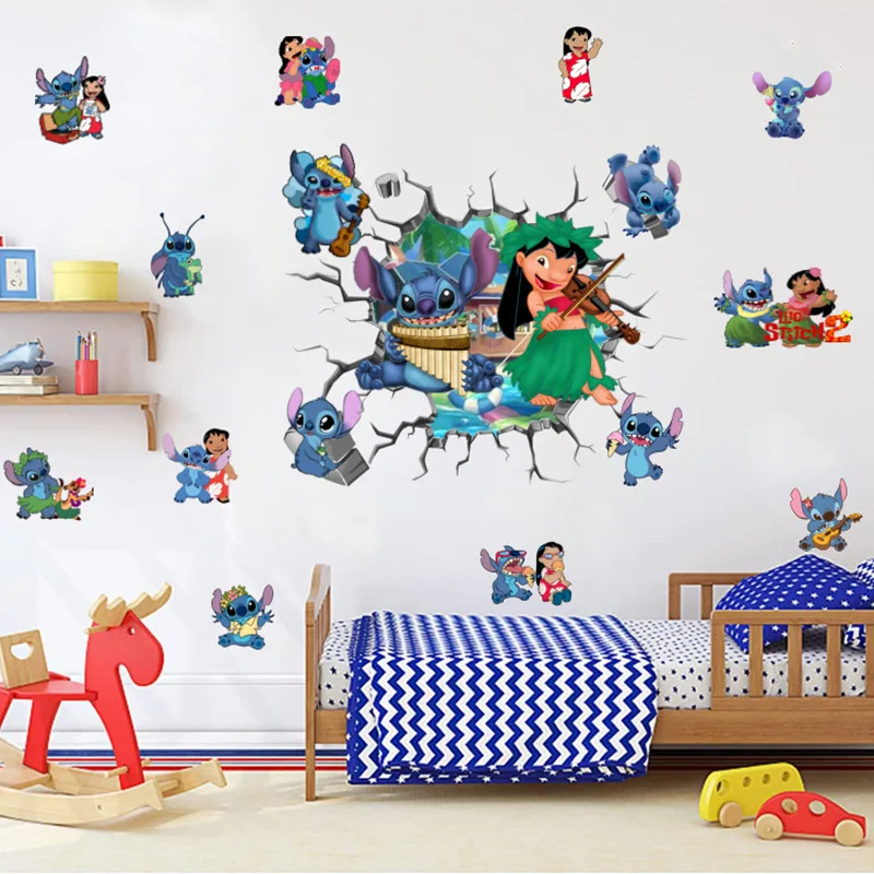 

Disney Disney Stitch Stickers Children's Room Baby Decoration Car Window Mirror Rear Sticker Decor Princess Sticke