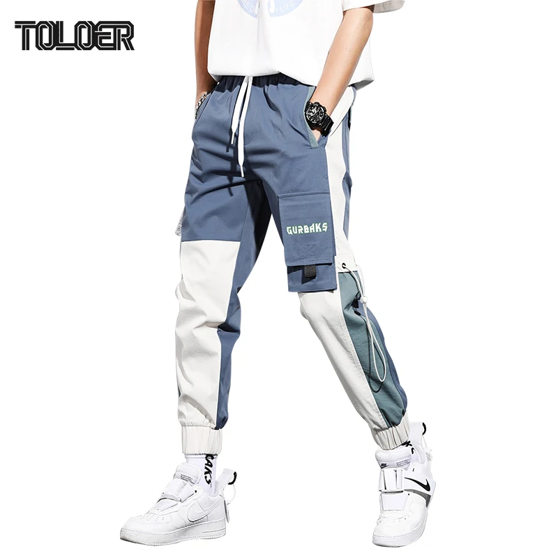 

Ankle-Length Pants Men Thin Korean Version Highstreet Loose Casual Men's Long Trousers Patchwork Cargo Pants Male Streetwear