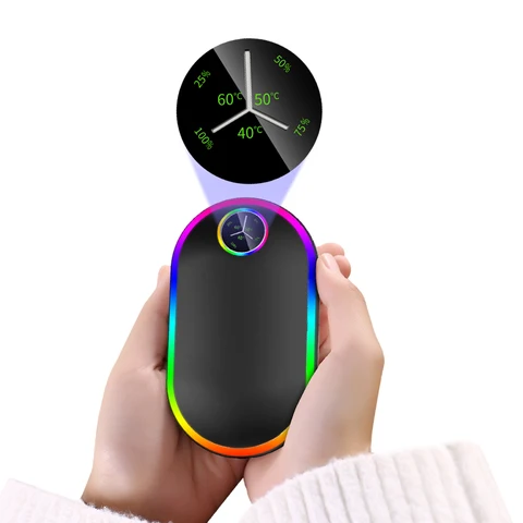 Нагреватели для рук, 7 меняющихся цветов, 10000 мАч, портативный внешний аккумулятор, зарядное устройство, нагреватель, наружный ручной нагреватель, USB