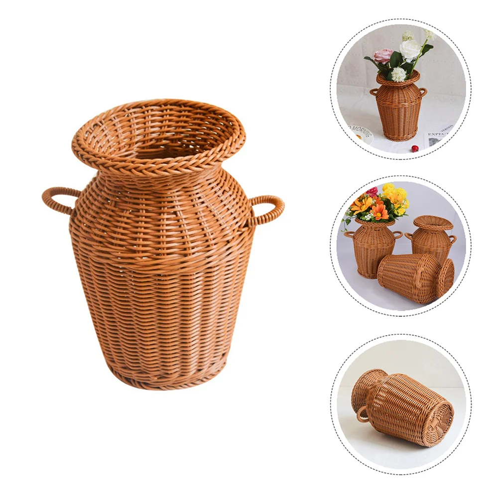 

Imitation Umbrella Planter Woven Flower Pot Seagrass Basket Vessel Container Plastic Office Glass Floor