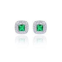 classic cubic zircon stud earrings for wedding crystals square earring for bride women girl gift ce10829