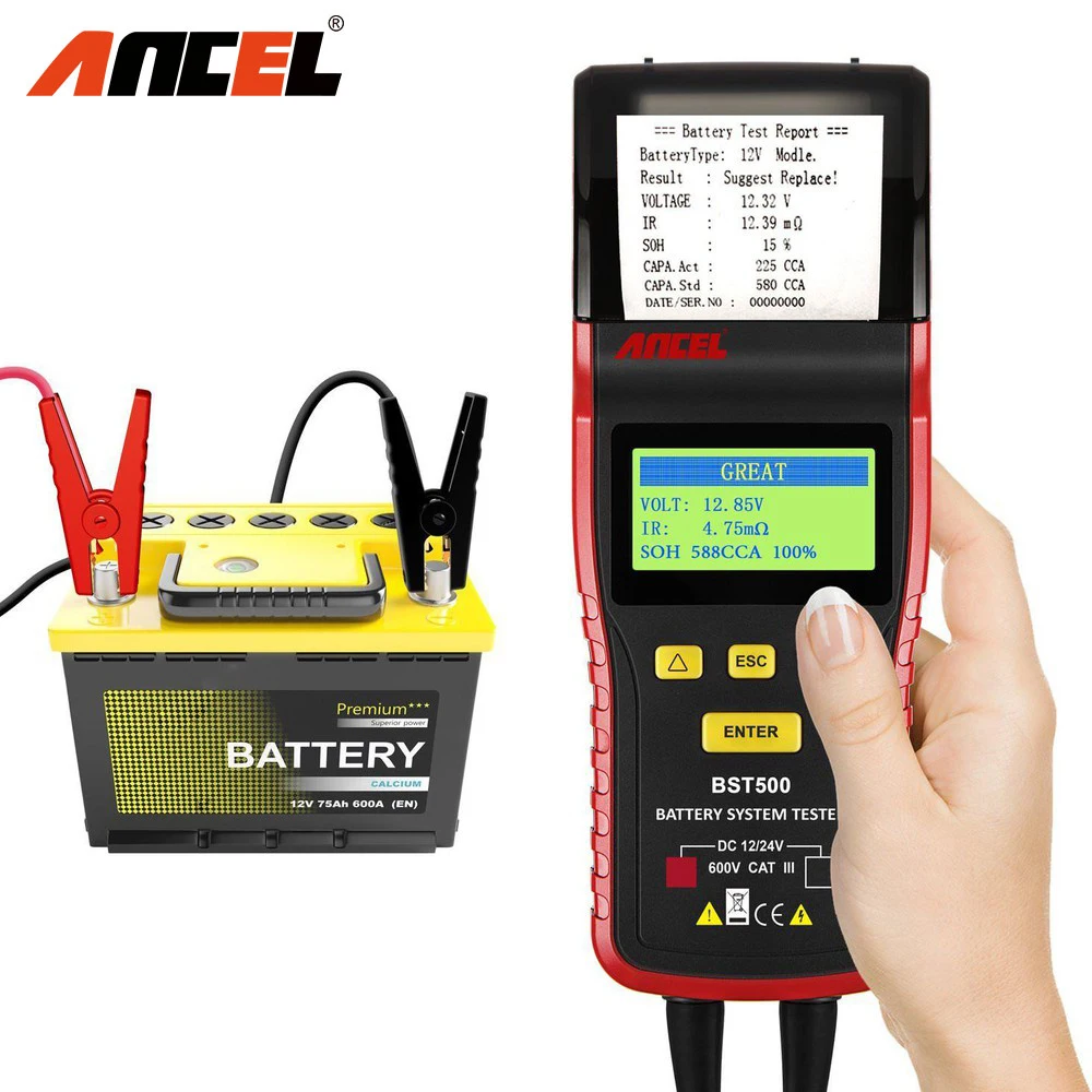 ANCEL BST500 Full Automatic Car Battery Charger 12V 24V Digital Display Battery Power Puls Repair Chargers Wet Dry Lead