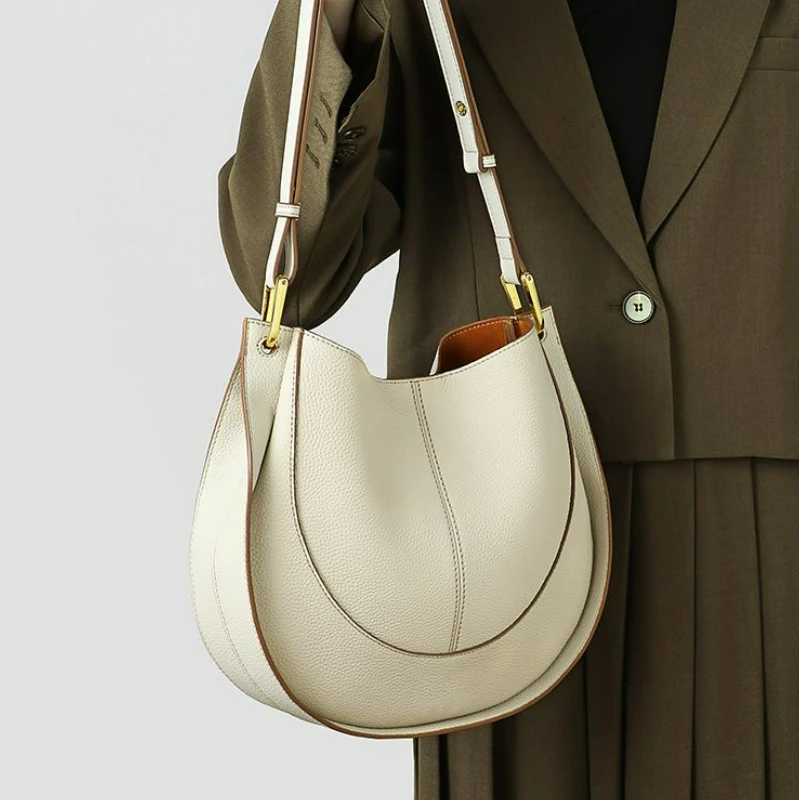 

Женская сумка-мессенджер из натуральной воловьей кожи, стильный большой мессенджер на плечо для путешествий в офисном стиле, французского дизайна, шоппер