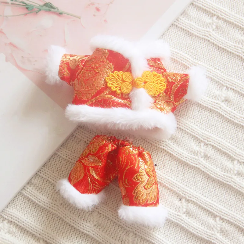 

20 cm Exo Doll Red New Years Clothes Suit Dress up Plush Doll Clothes Korea Kpop EXO idol Dolls DIY Gift Doll Accessories