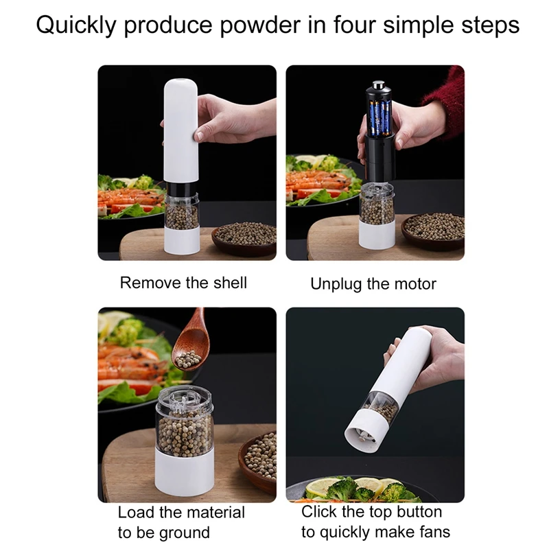 ABHG Electric Automatic Pepper Salt Mill Spice Grinder Kitchen Tools Accessories Seasoning Bottle