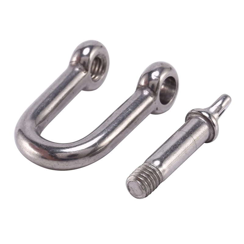 

10Pcs M6x38mm Straight D-Shackle, Short, Stainless Steel AISI 316