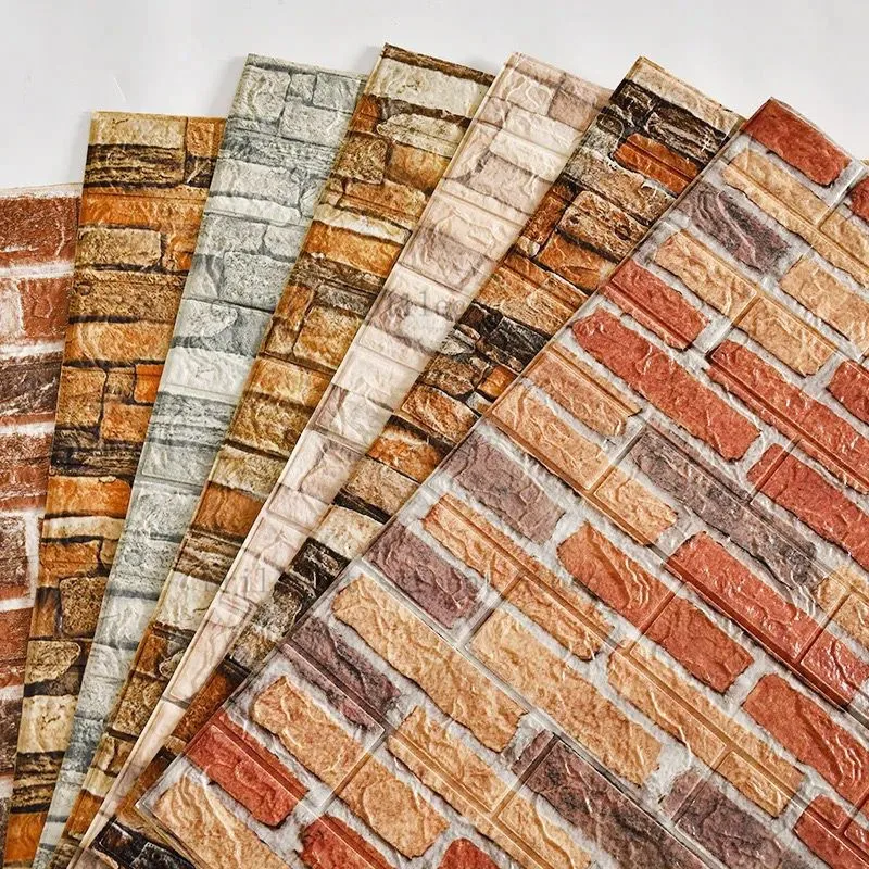 

PE Foam 3D Retro Simulated Brick Wall Stickers Waterproof Self-adhesive DIY Wallpaper For Living Room Kids Bedroom Wall Decor