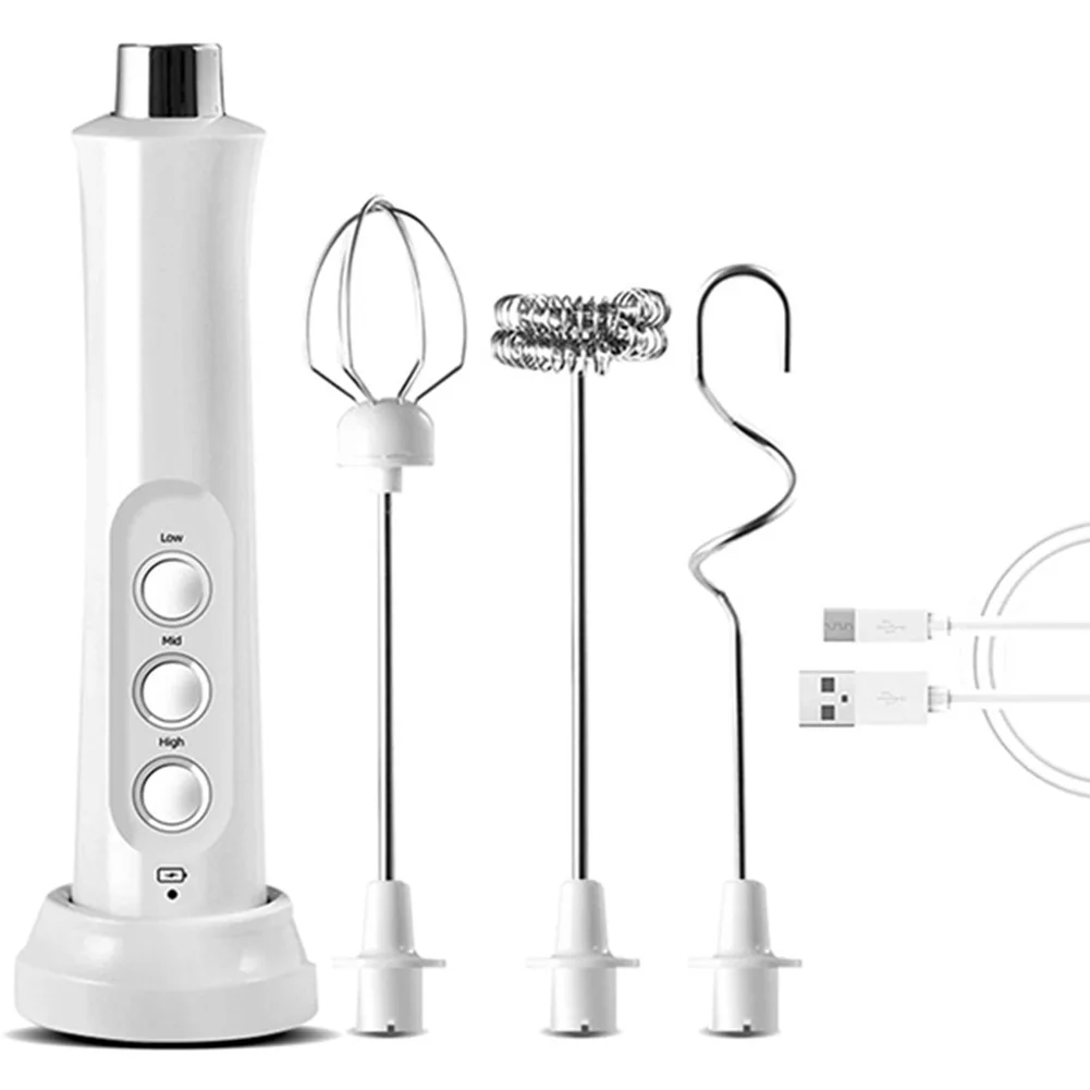 

Electric Foamer Mixer Whisk Beater Stirrer 3-Speeds Coffee Milk Drink Frother USB Rechargeable Handheld Blender Whisk-A