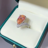 2021 new s925 silver ring water drop ring hao pear shaped female ring 5a zircon factory direct sales