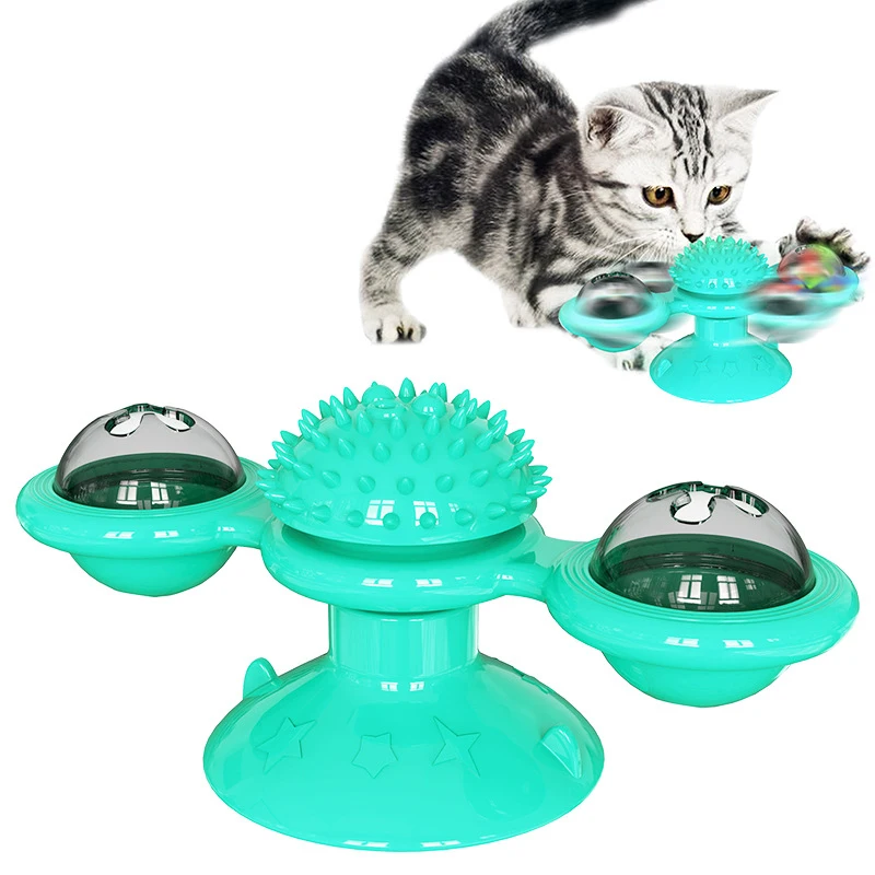

Cat Toys Windmill Pet Toy Interactive for Cats Puzzle Cat Game Toy With Whirligig Turntable for Kitten Brush Teeth Pet Supplies