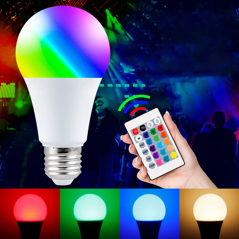 

E27 110V 220V Remote Control RGB Bulb Light 15W 10W 5W Color Bulb LED Colorful Decorative Bulb Bar Party Atmosphere Light Decor