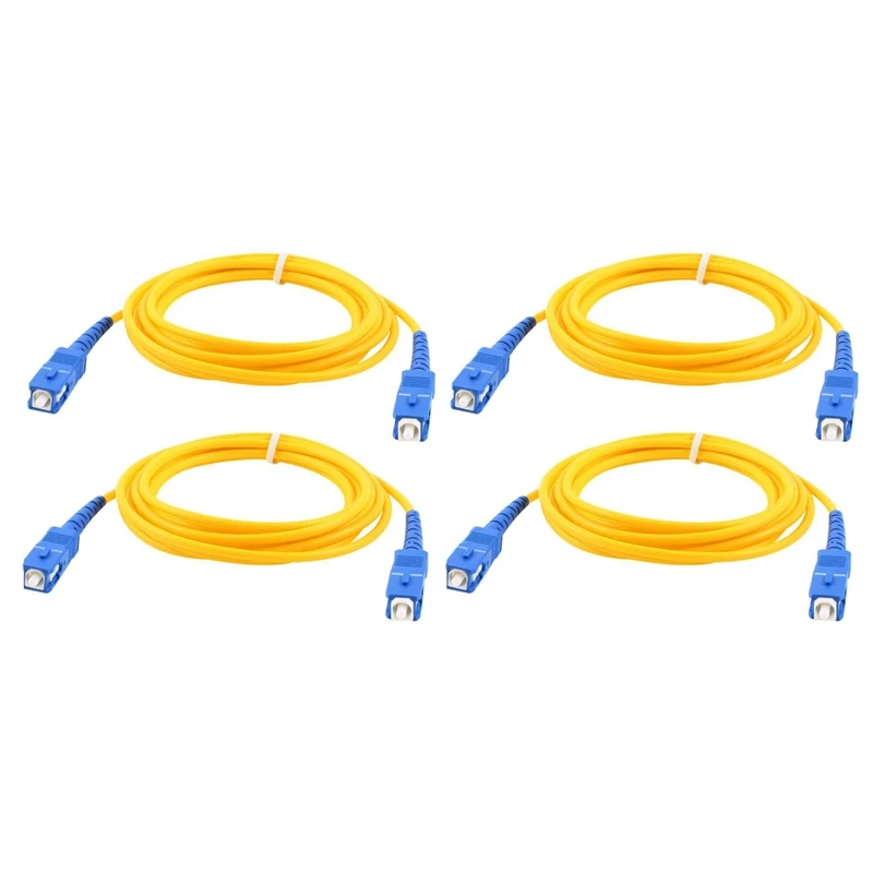 

4 Pcs Simplex Single Mode SC To SC Male Fiber Optic Patch Yellow 2M