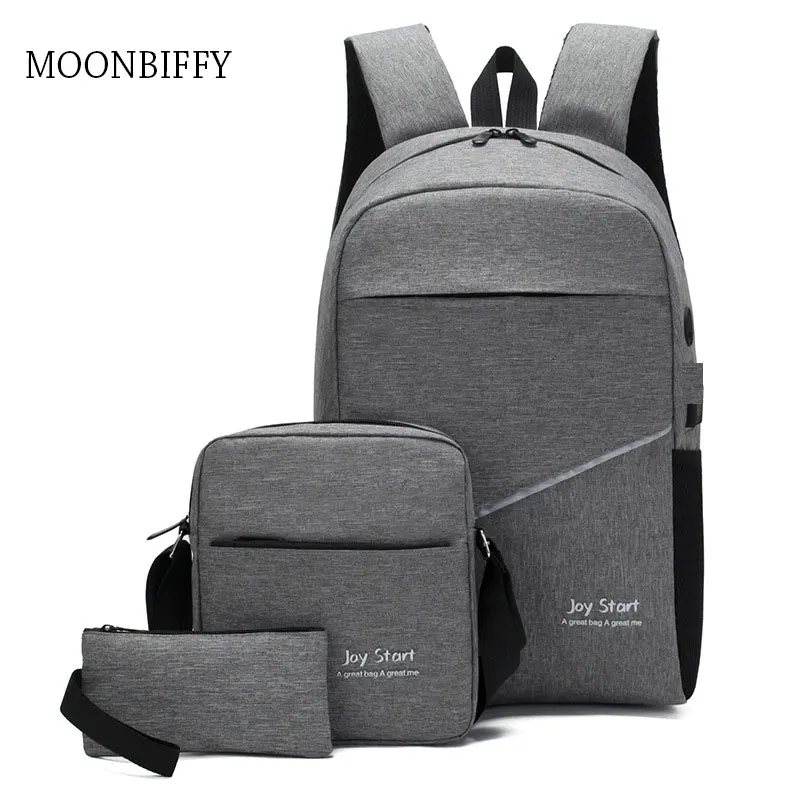 3pcs/set Men Backpacks Unisex Travel Bags Women Casual Nylon Shoulder School Backpacks mochila feminina