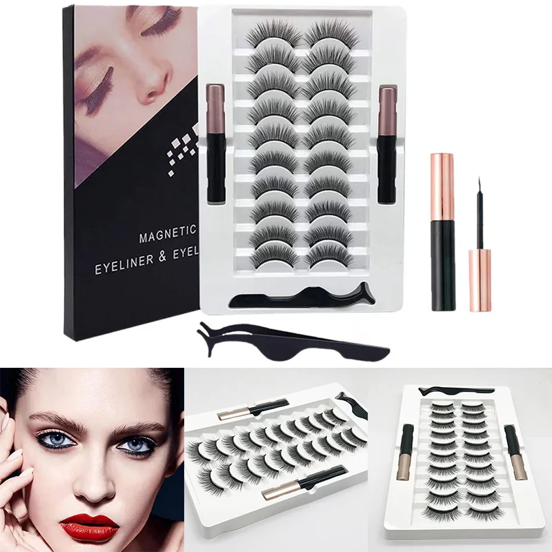 

Magnetic False Eyelashes Reusable Waterproof Smooth No Glue Required Liquid Natural Set Glue-Free Iron-Absorbing StoneThick