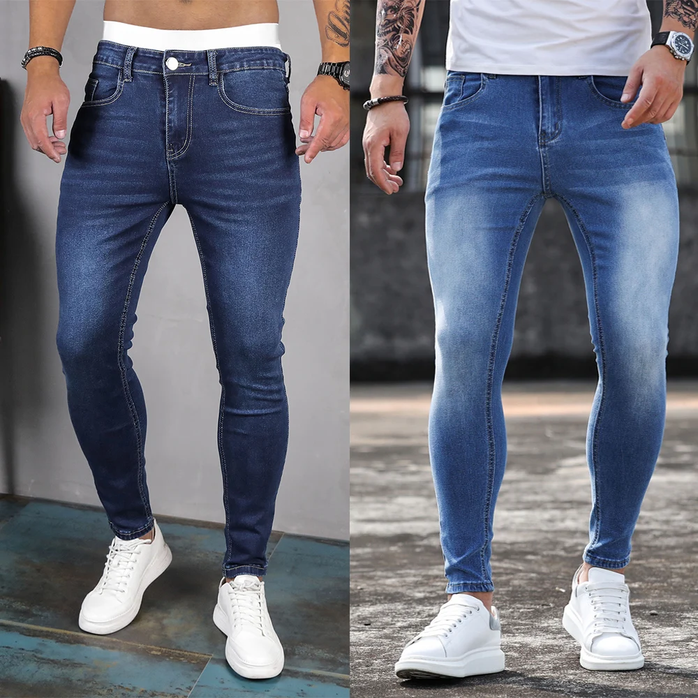 Y2k Pants Men Jeans for Men Solid Color Multi Pockets Denim Mid Waist Classic Fahsion Casual Trousers Male Daily streetwear 2023