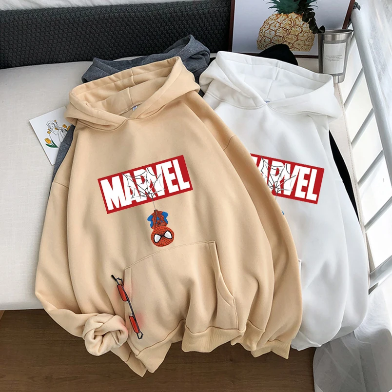 

New 2021 Fashion New Marvel Spiderman Harajuku Style Hoodie Cartoon Print Sweatshirt Cute Style Kawaii Ladies Jacket