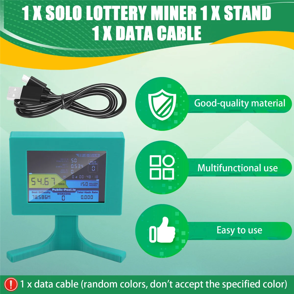 Nerdminer V2 56kh/S 2 8-дюймовый ЖК-дисплей Bitcoin Crypto Solo Lottery Desk Miner Криптовалютный майнер