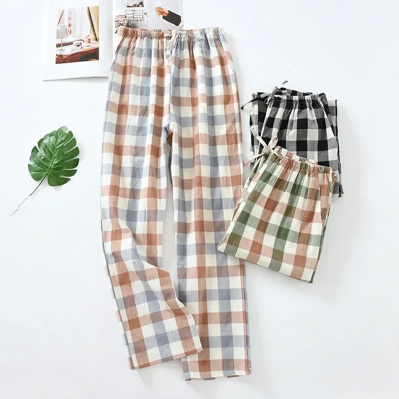 

Sleepwear Four With Casual Pijamas Trousers Pants for Thin Cotton Home Women Pockets Seasons Woven Pants Side Long