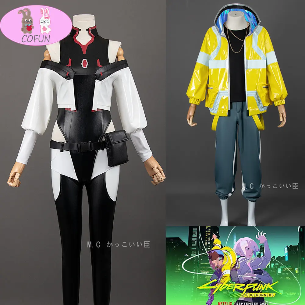

COFUN Anime Cyberpunk Edgerunners David Martinez /Lucyna Kushinada Cosplay Costume Stand Collar Coat Punk Adult Men Halloween