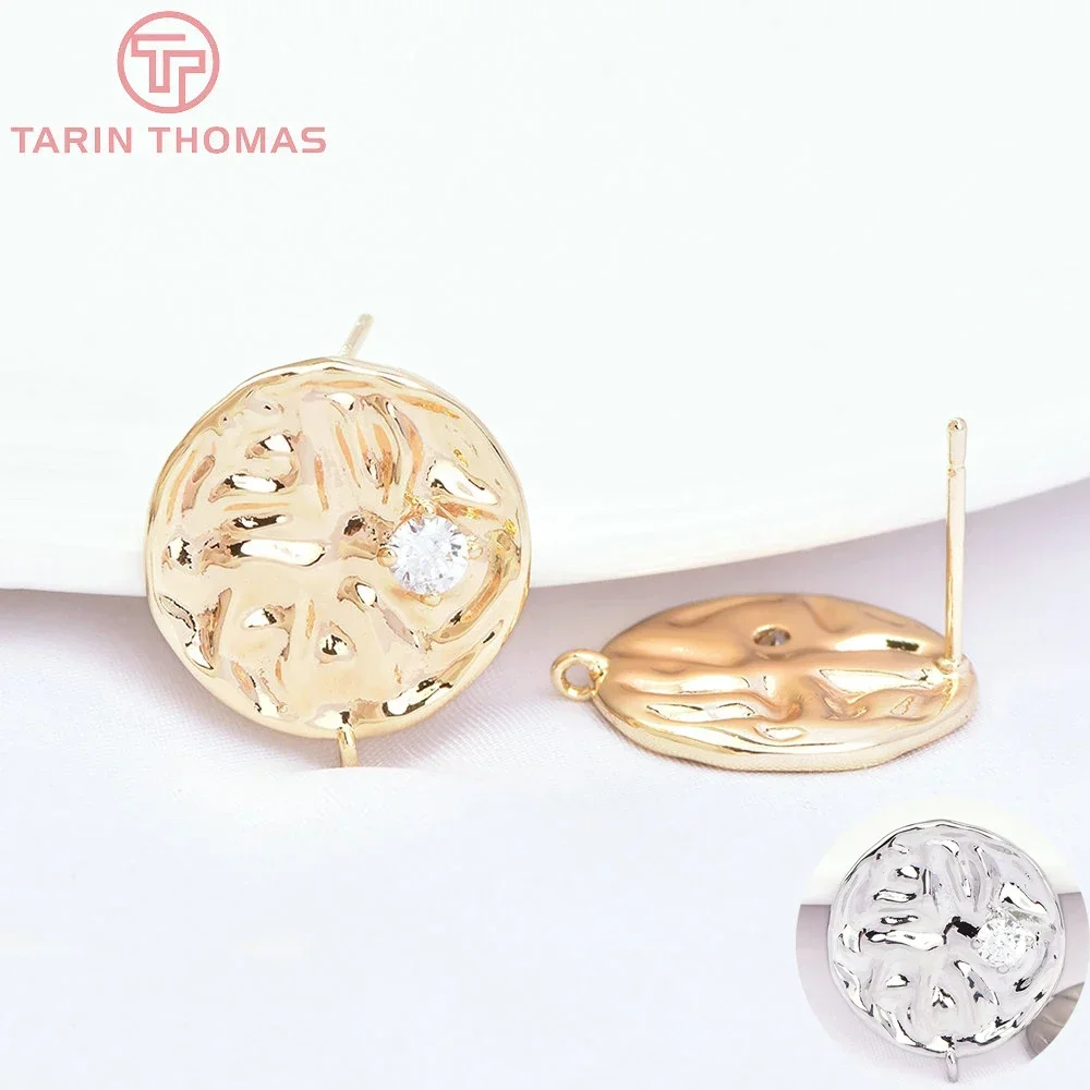 (7383) 4 шт. 17 мм 24-каратное золото латунные круглые вогнутые выпуклые