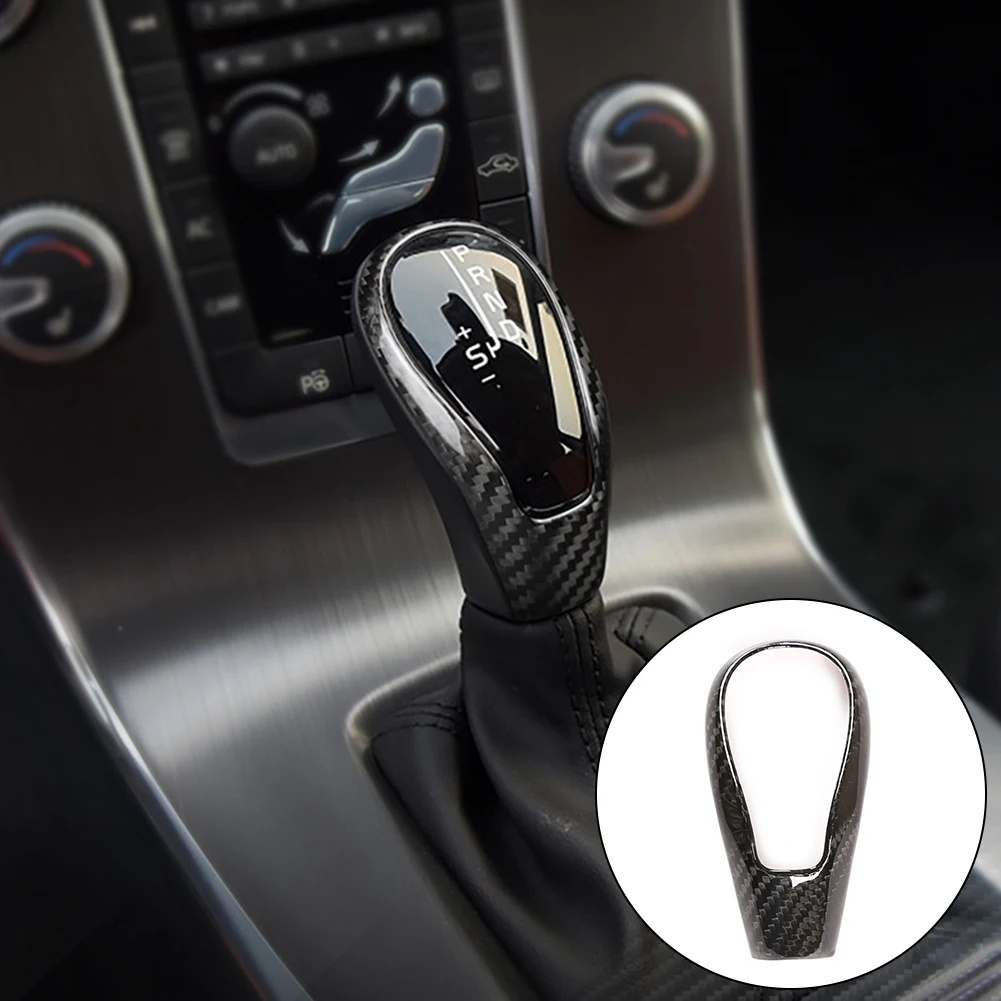 

1pc Car Gear Shift Knob Cover Sticker Trim Accessories For Volvo S60 V60 XC60 V40 Carbon Fiber Black Stickers Trim Products