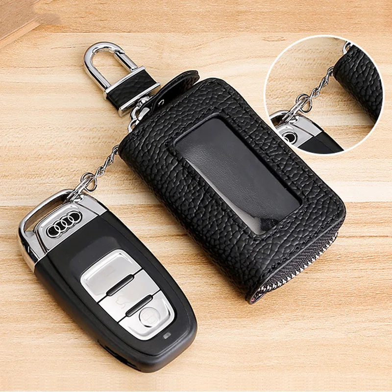 

Hot Men Genuine Leather Key Wallets Male Zipper Car Key Wallet Man Multifuctional Key Case High Quality Housekeeper Key Holders