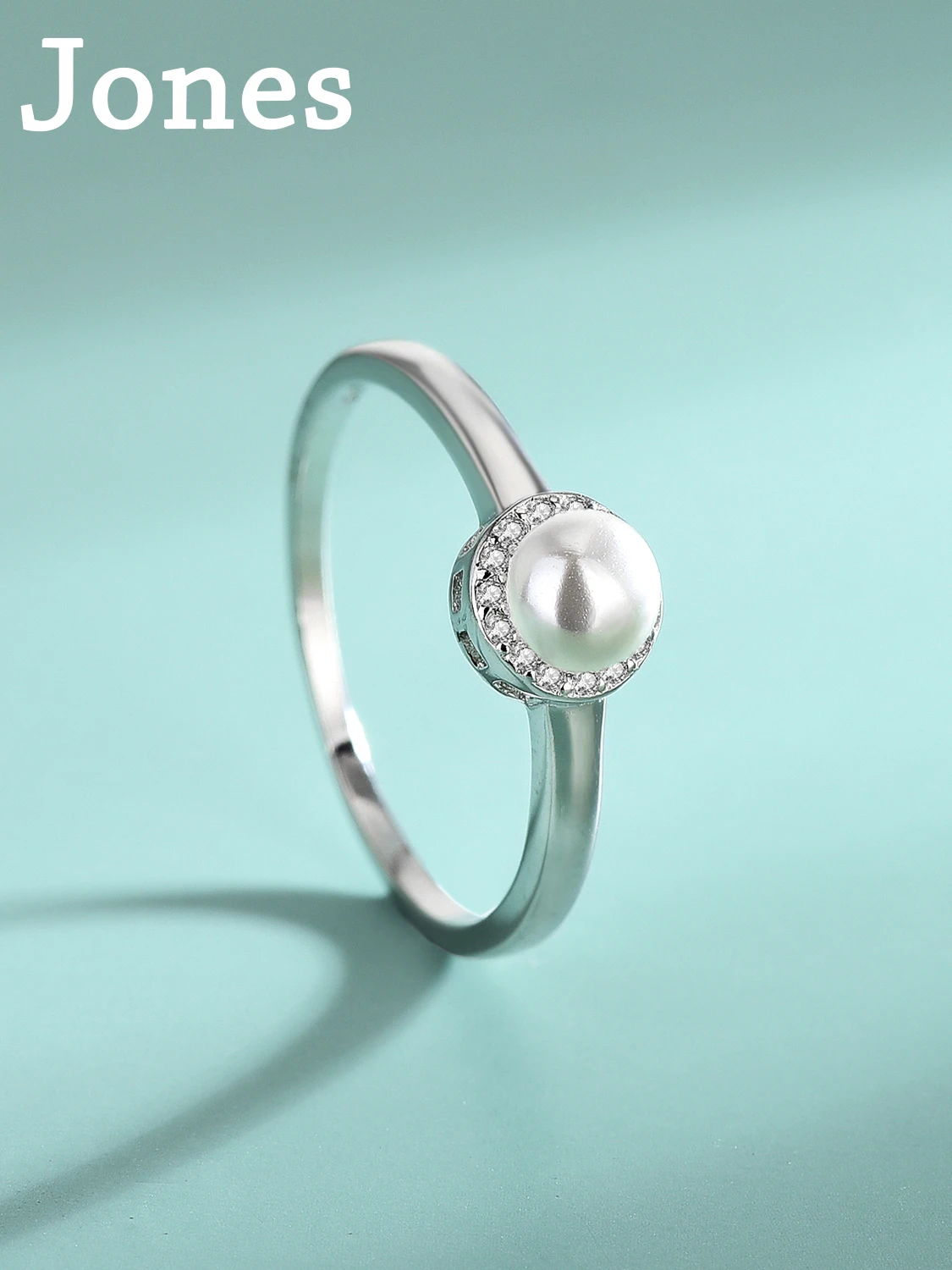 

North American Fashion S925 Sterling Silver Ring For Women Japanese And Korean Simple Micro Zirconia Pearl Hand Ornaments