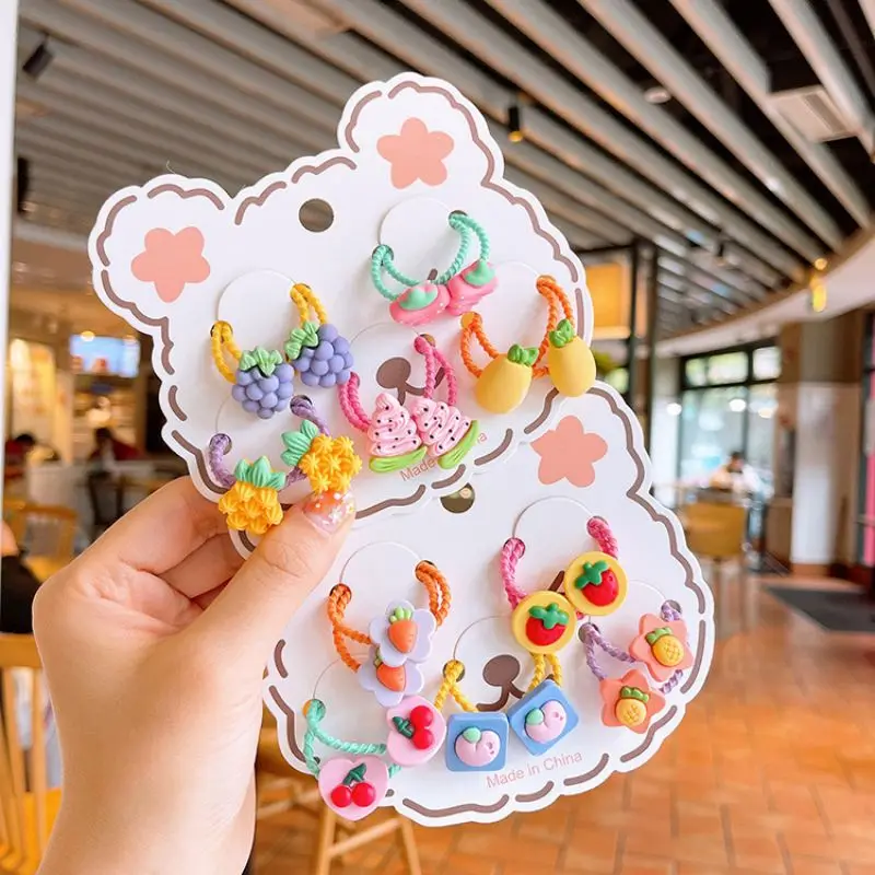 

10 Pcs/Set BB Cute Cartoon Fresh Fruit Elastic Hair Bands Girls Baby Lovely Rubber Bands Gift Kids Hair Accessories