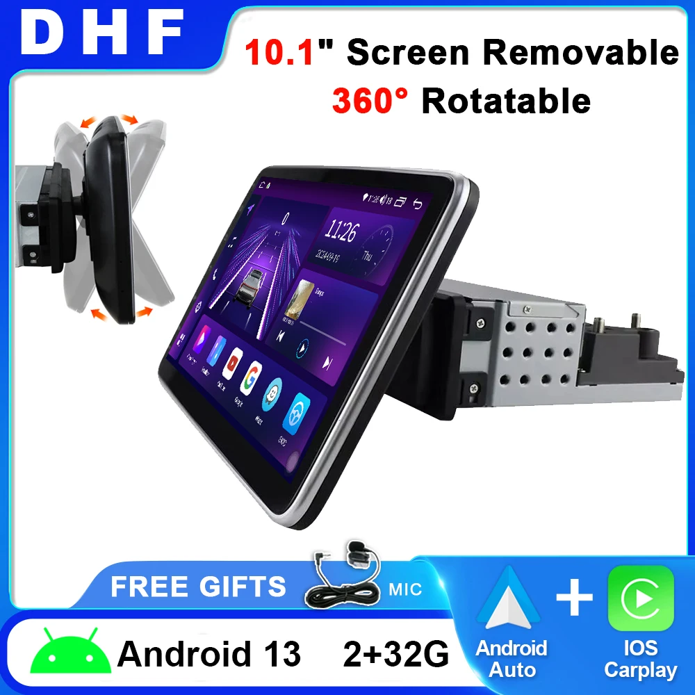 10 1-дюймовый автомобильный радиоприемник Android Auto универсальный 360° ° Поворотный
