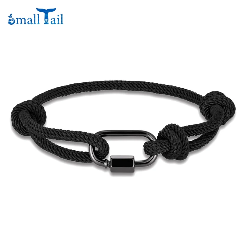 

Черный латунный Мини U-образный замок с винтом, мужские и женские минималистичные регулируемые Парные браслеты, украшения в морском стиле
