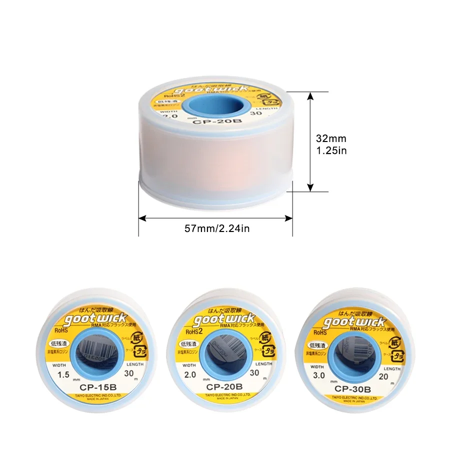 Фото GOOT CP-15B/20B/25B/30B/35B 15/20/30 м бессвинцовая проволока для распайки 1 шт. для ремонта BGA сварочный инструмент для удаления олова №2