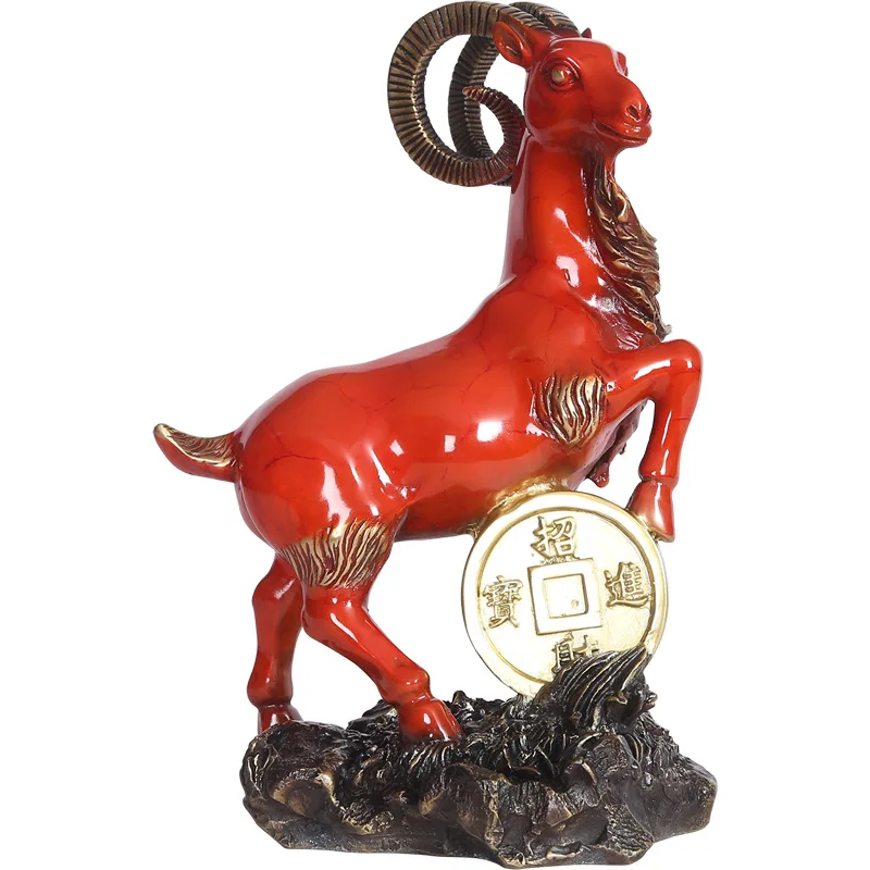 

Зодиак из латуни, орнамент для овец, офисное украшение для дома, подарок, цвет медный брикет, традиционный китайский стиль, антиквариат, изобразительное искусство