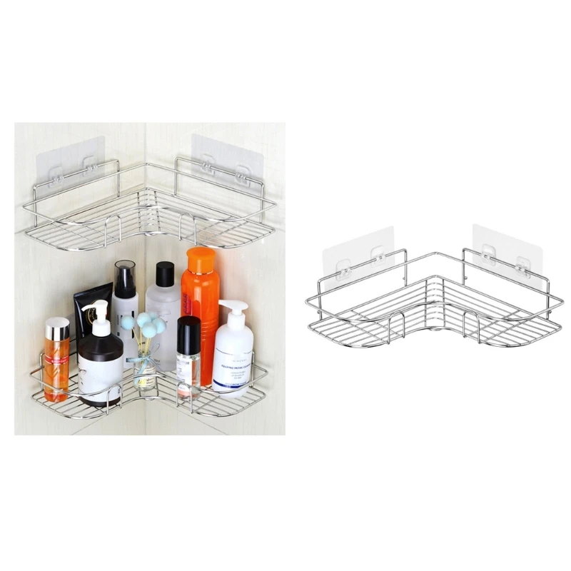 

Stainless Steel Bathroom Shelf Self Adhesive Kitchen Bathroom Shower