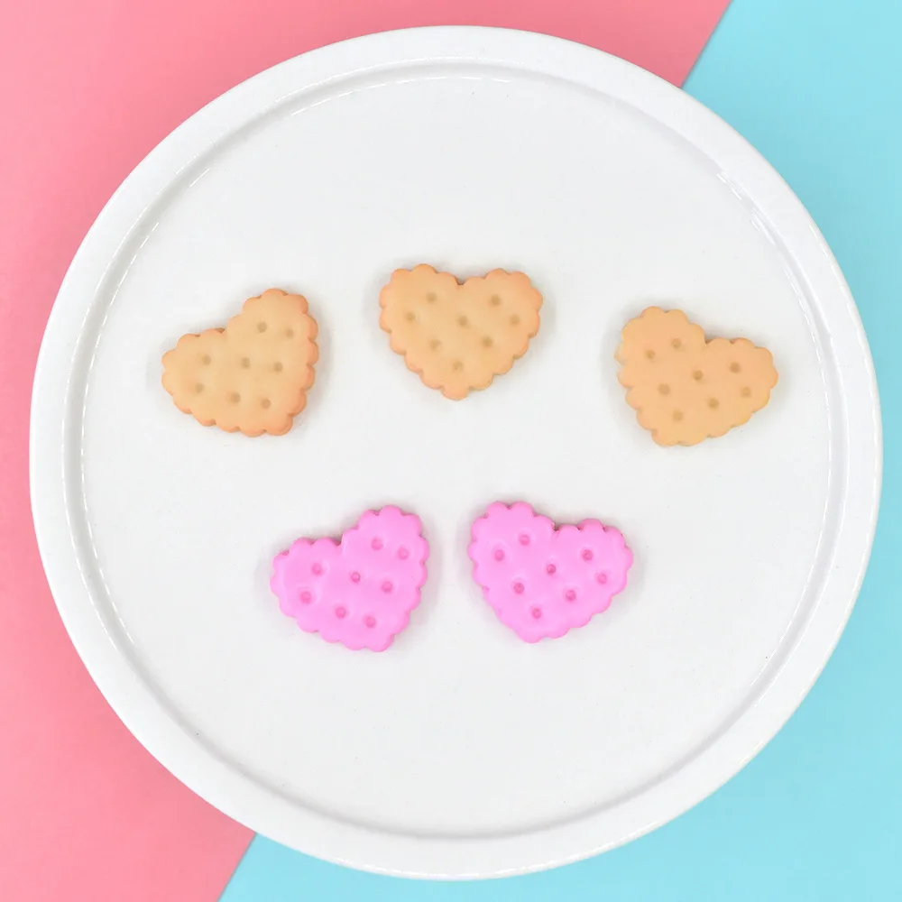 

10pcs Diy Resin Heart Shape Biscuits Scrapbooking Material Cabochon Flatback Tools Accessories Charms Miniature Craft Supplies