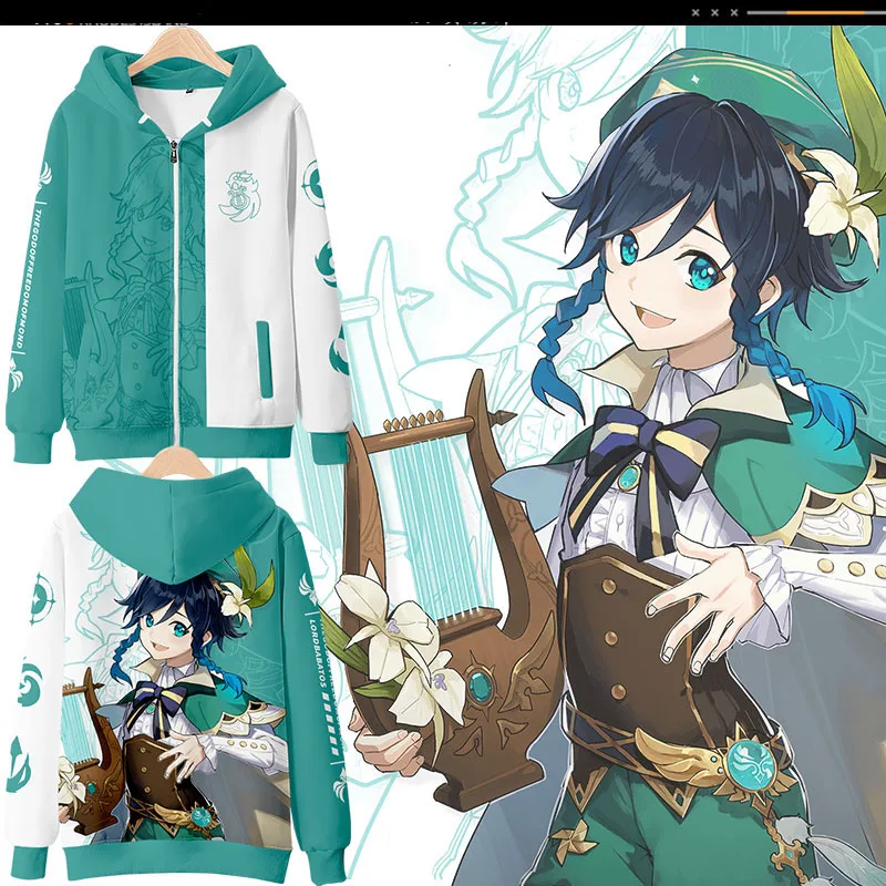 

2022 New Anime Game Genshin Impact Venti cosplay printed 3D Hoodies Men Women Sweatshirt Hoodie Harajuku casual men hoodi