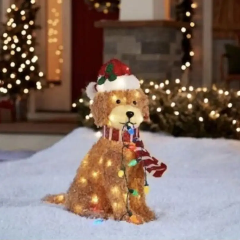 

Fluffy Doodle Dog Deco h Dog With Light String Christmas LED Light h Dog Acrylic Garden And Dresser for Girls Bedroom