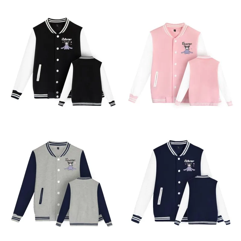 

Kawaii Sanrio New Fashion Cartoon Characters Kuromi Baseball Uniform Men Women Students Y2K Trend Loose Jacket Tops Couples