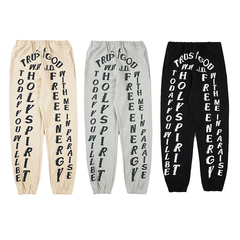 

Kanye West Joggers 3D Foam Letter Print Sweatpants Men and Women Elastic Waist Lose Casual Trousers Hip Hop Mens Sweat Pants