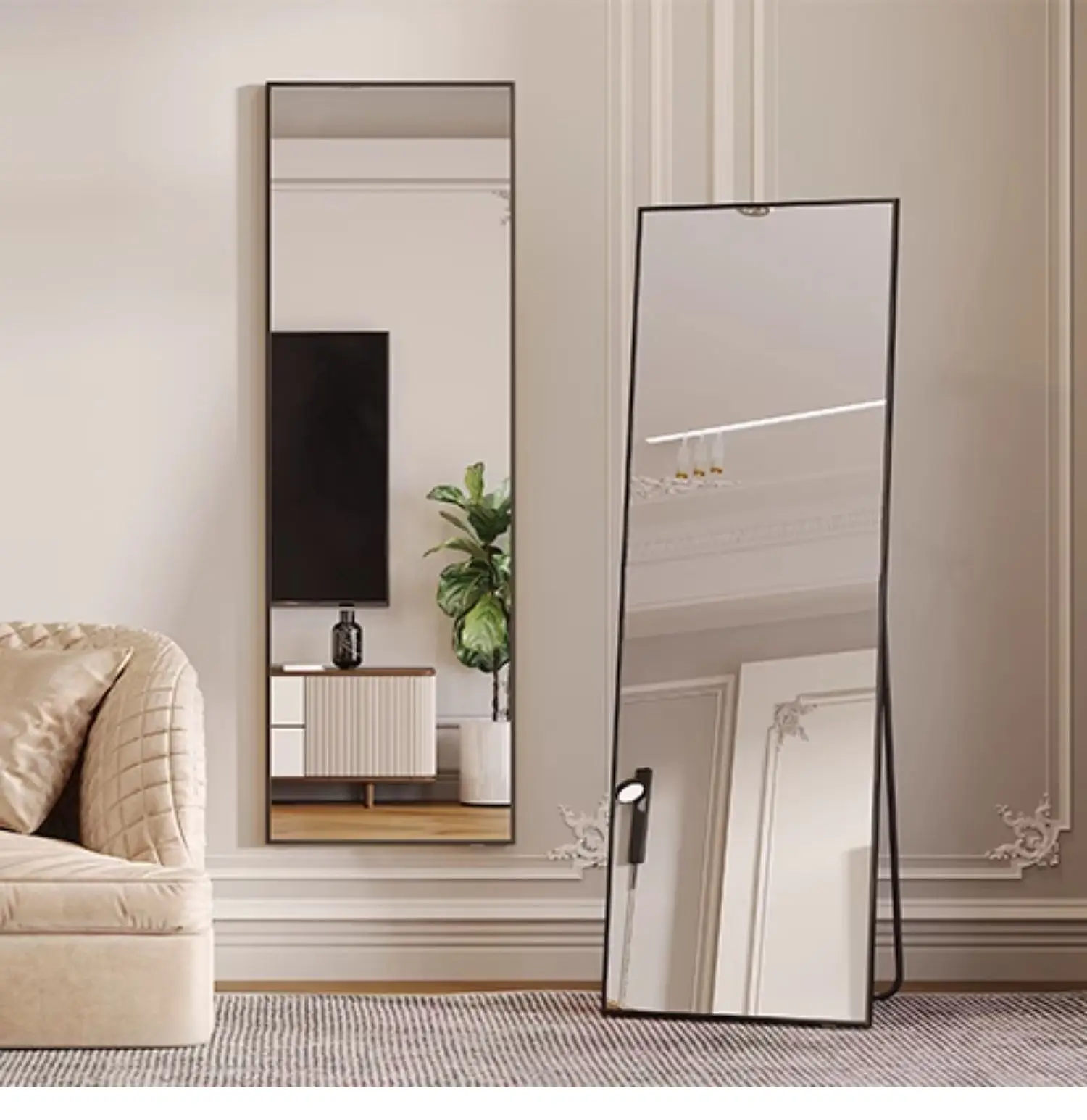 

Полноразмерное зеркало, гардеробное зеркало, напольное зеркало, бытовая фотография, спальня, современное настенное зеркало