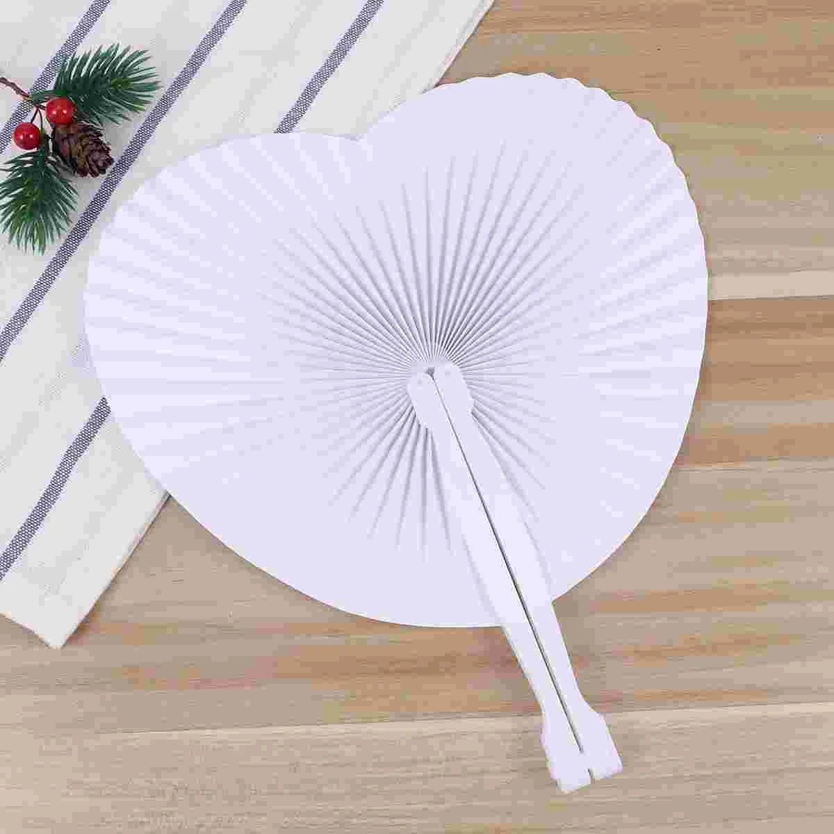 

Fans Fan Paper Folding Hand Handheldwedding Weddings White Blank Bulk Guests Held Party Accordion Heart Foldable Shaped Diy